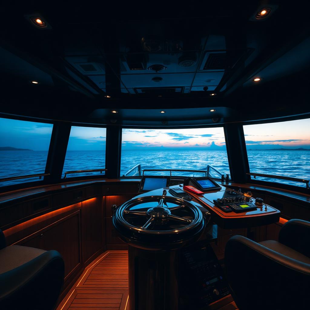 Helm of a superyacht